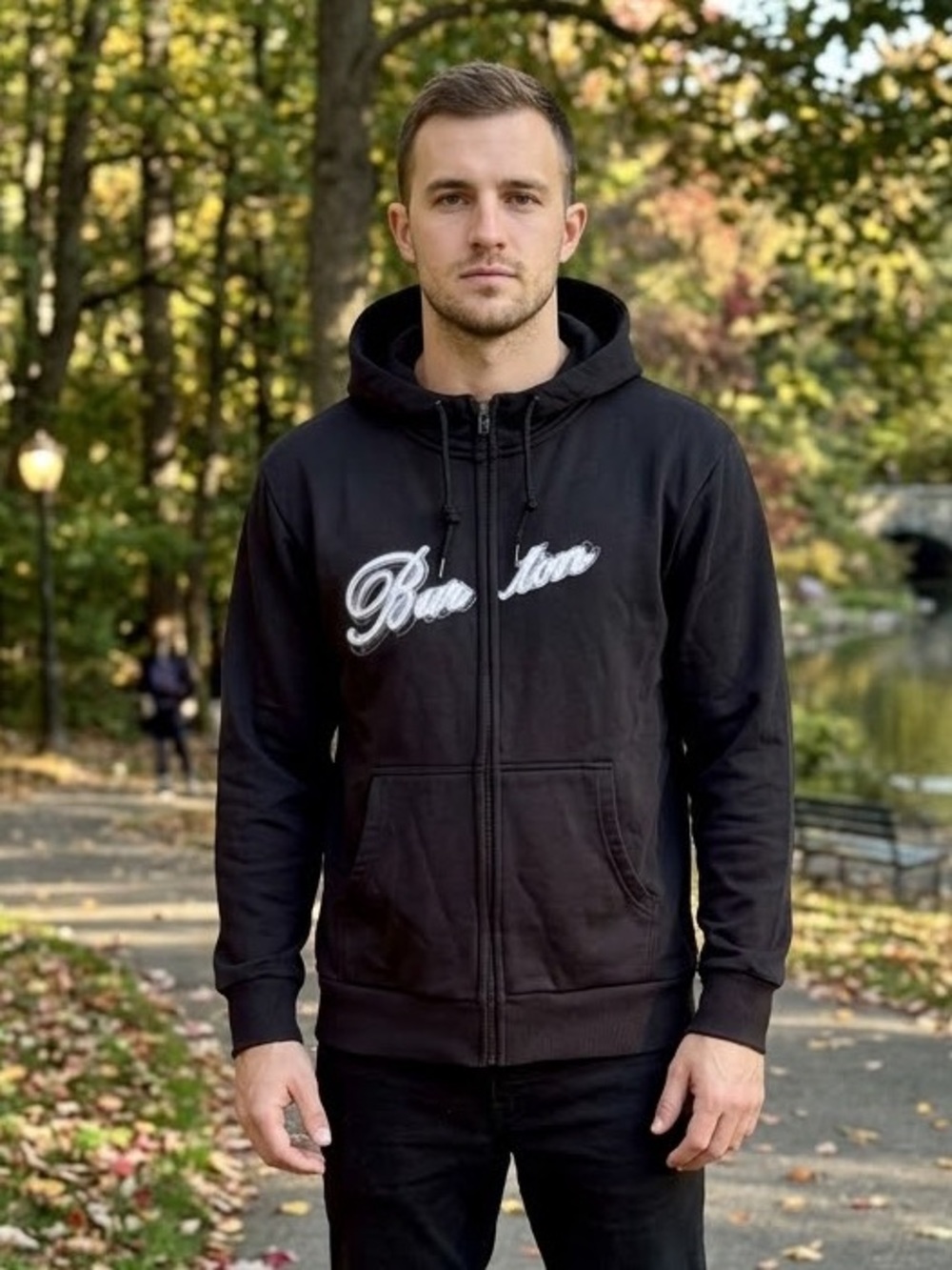 Burton Black Embroidered Logo Full-Zip Hoodie Jacket XL